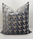 Perry Blue and Gray Houndstooth Chenille Pillow Cover – view 3