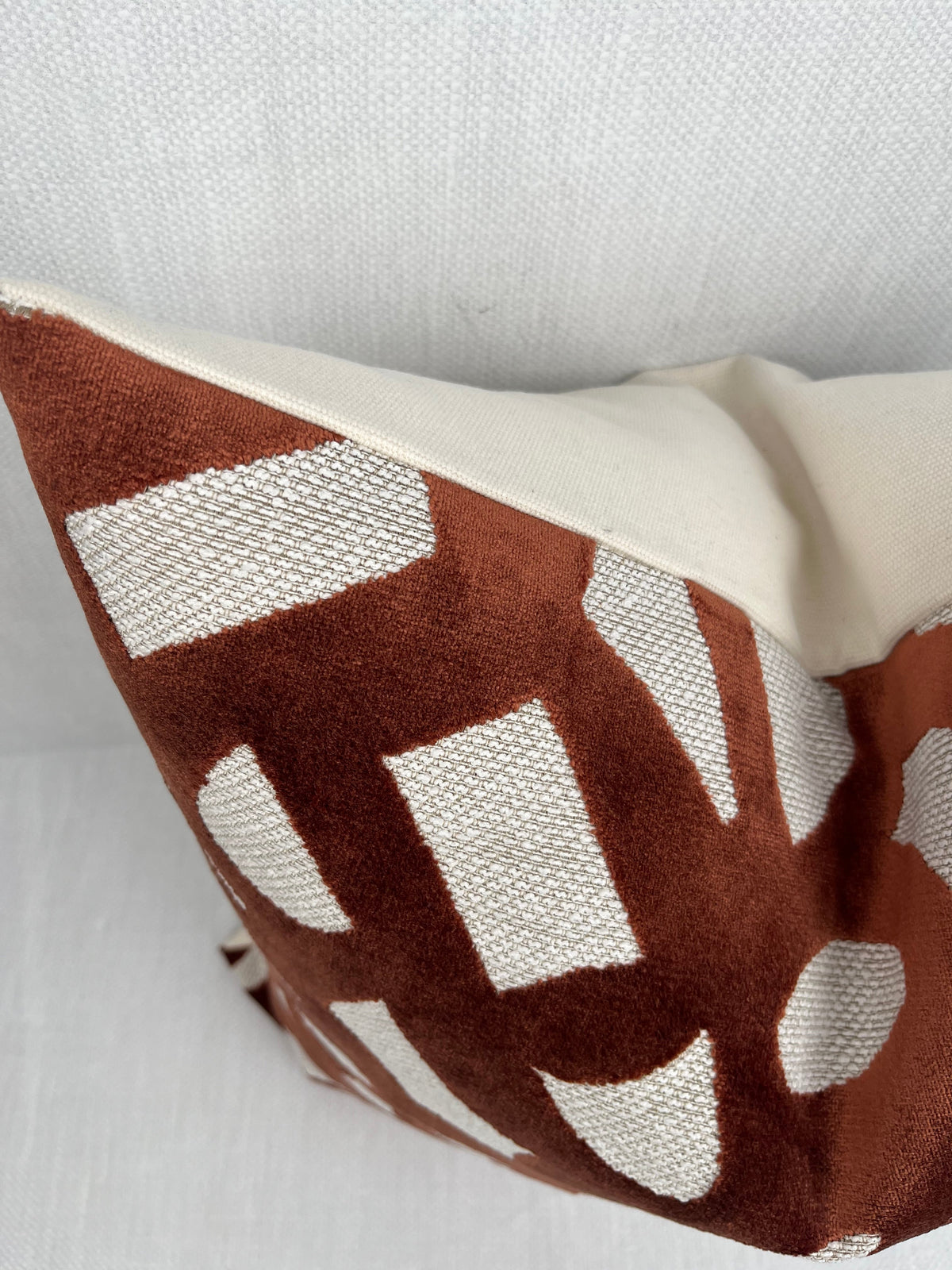 Hudson Rust Brown Abstract Velvet Pillow Cover – view 2