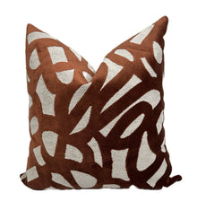 Hudson Rust Brown Abstract Velvet Pillow Cover
