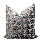 Perry Blue and Gray Houndstooth Chenille Pillow Cover