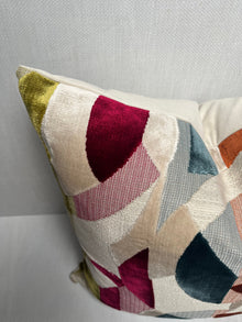 Naomi multicolor geometric velvet pillow cover, view 2