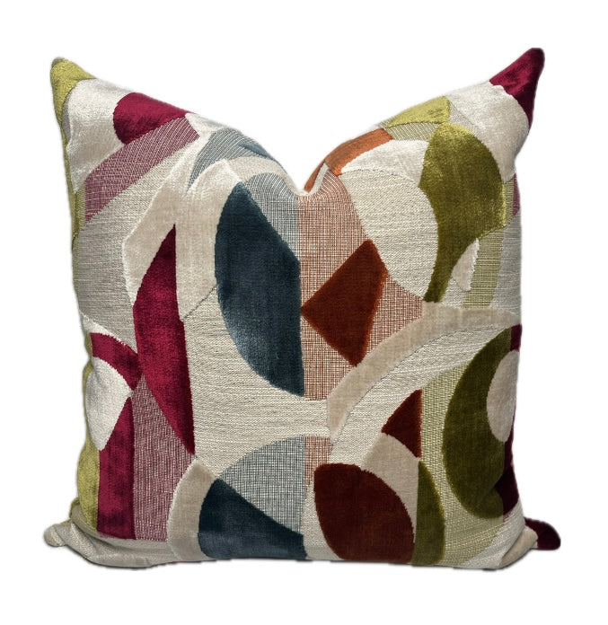 Naomi multicolor geometric velvet pillow cover – One Affirmation