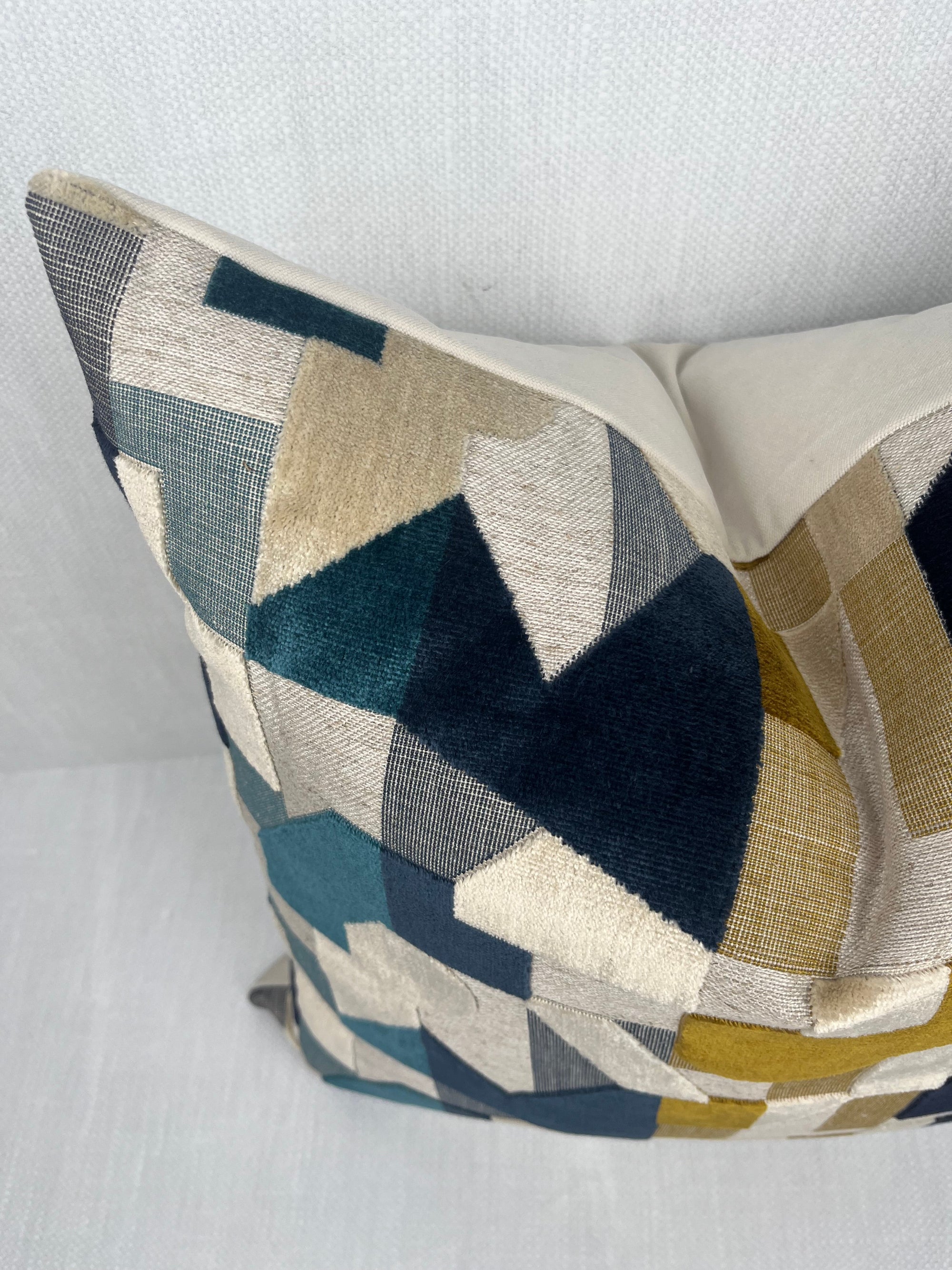 Carson Navy Geometric Velvet Pillow Cover – view 2