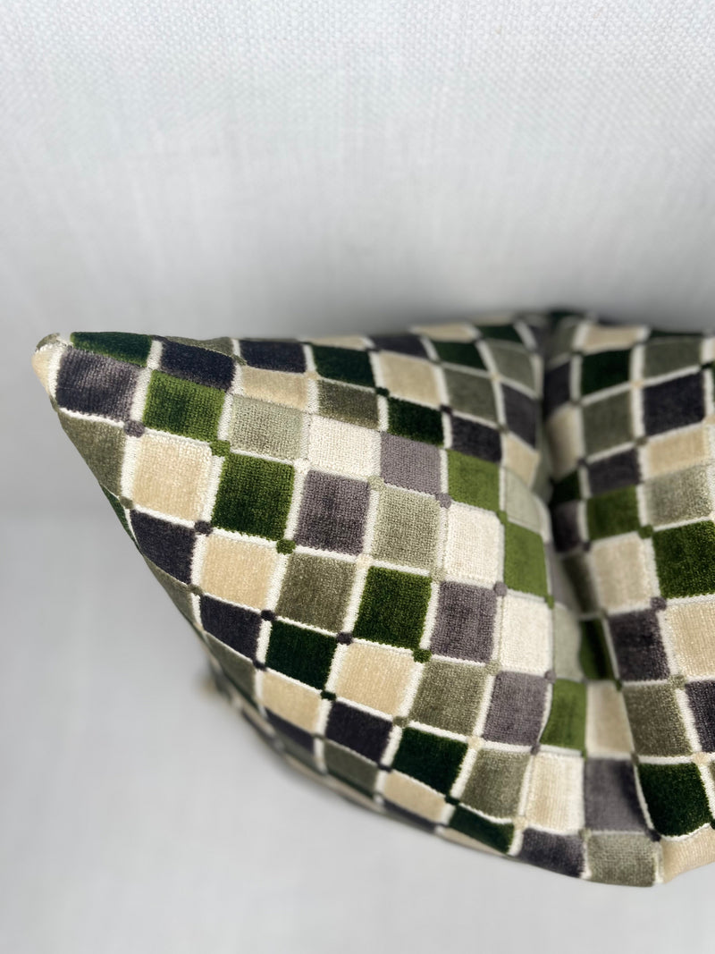 Henry Green Checkered Velvet Pillow Cover – view 2