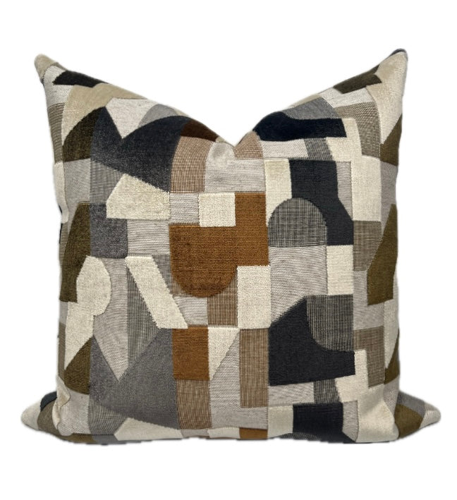 Carson Rust Geometric Velvet Pillow Cover