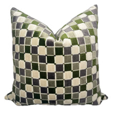 Henry Green Checkered Velvet Pillow Cover