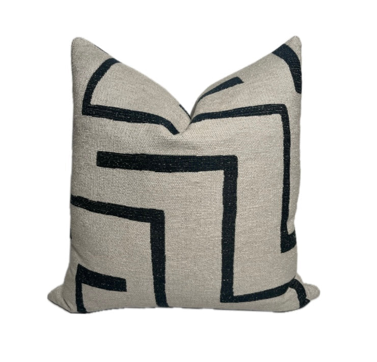 Leo Black and Cream Contemporary Sunbrella Pillow Cover