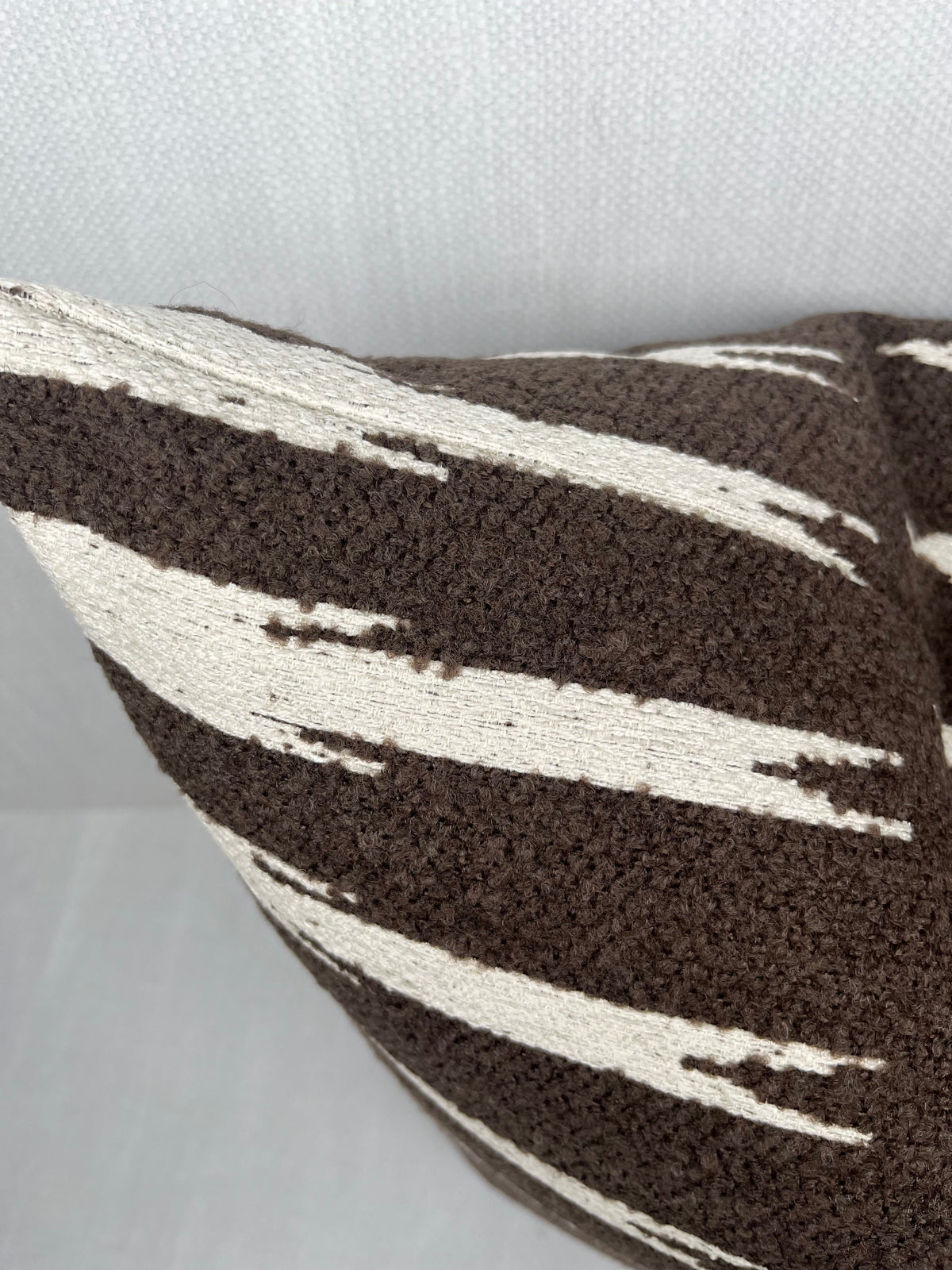 Wyatt Brown and Cream Stripe Pillow Cover – view 2