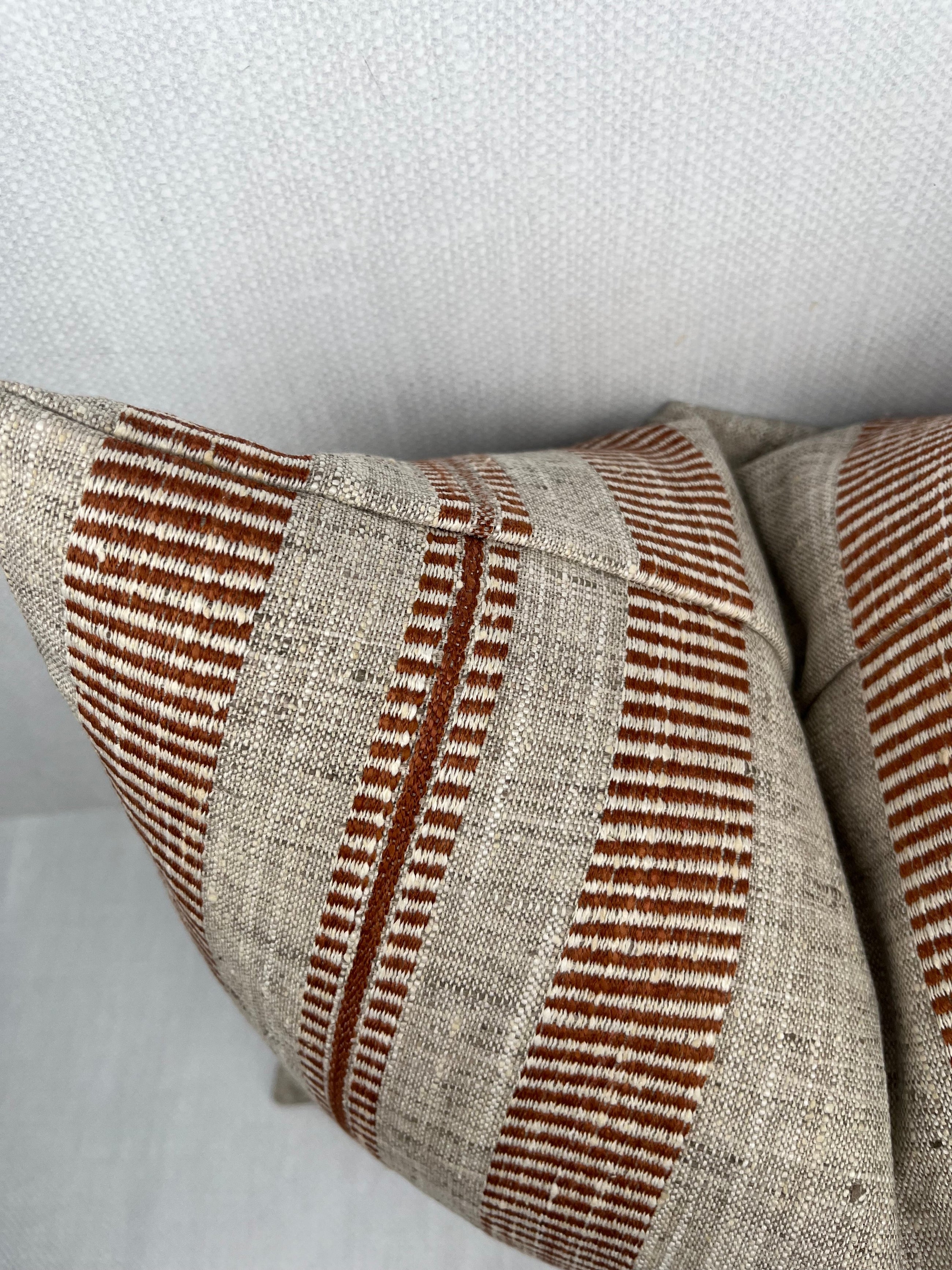 Riley Terracotta Striped Woven Pillow Cover – view 2