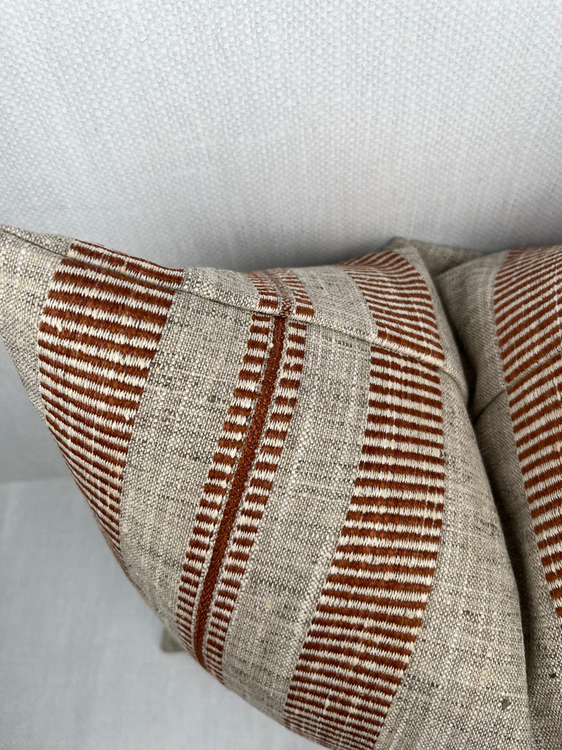 Riley Terracotta Striped Woven Pillow Cover – view 2