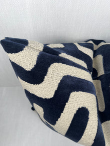 Lina Navy Blue Maze Velvet Pillow Cover – view 2