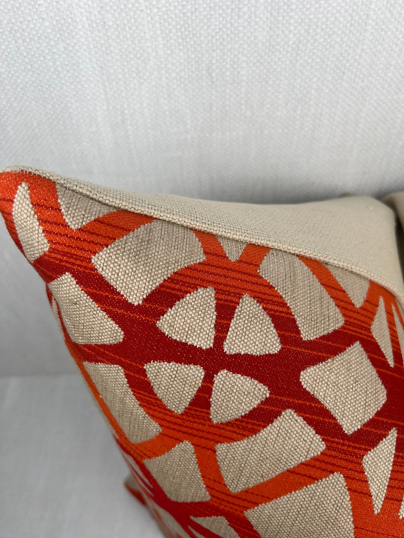 Scarlett Orange and Red Geometric Pillow Cover – view 2