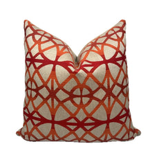 Scarlett Orange and Red Geometric Pillow Cover