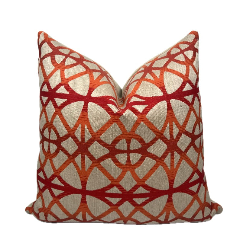Scarlett Orange and Red Geometric Pillow Cover
