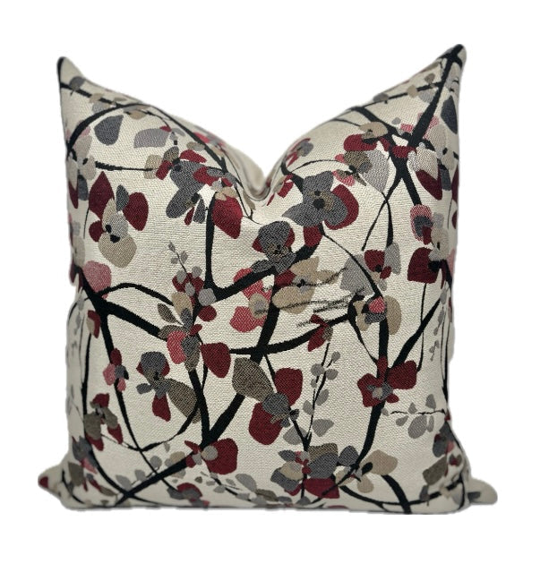 Juliet Burgundy Botanical Pillow Cover