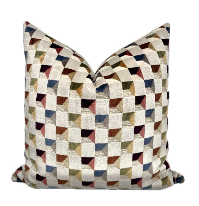Vivian Multicolor Cube Velvet Pillow Cover
