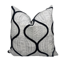 Dylan Black and White Embroidered Geometric Pillow Cover
