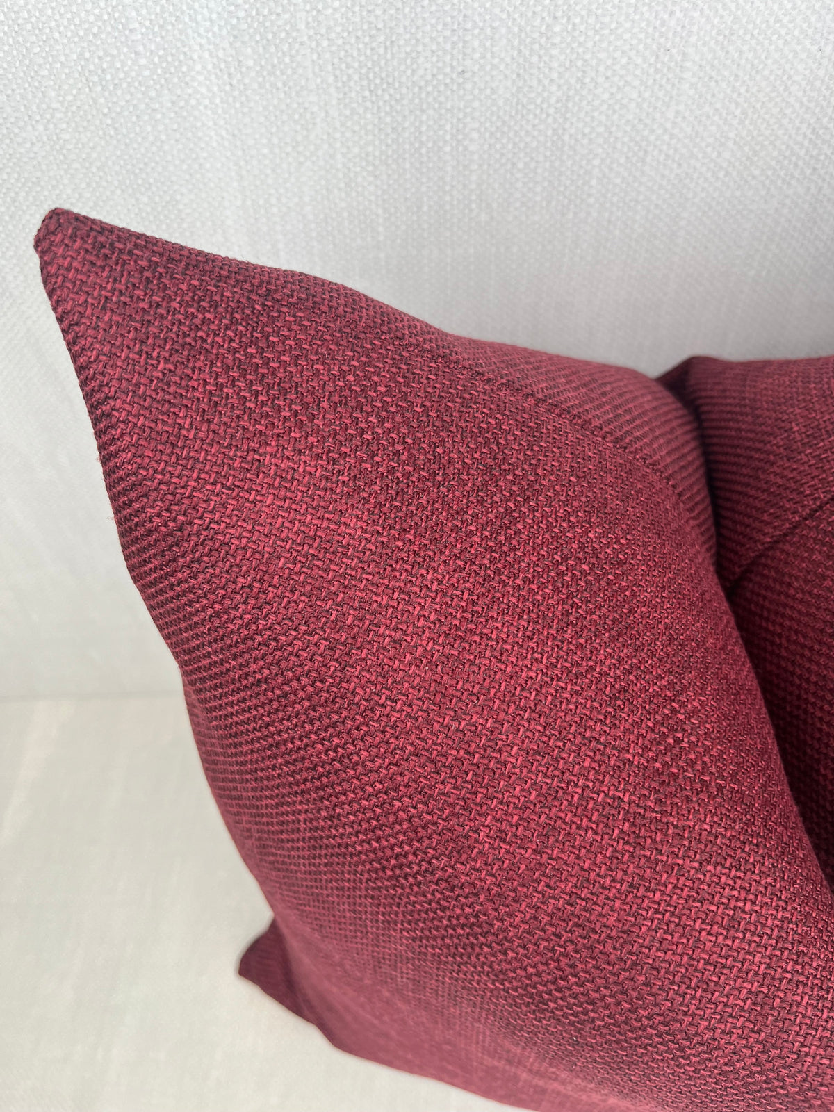 Ruby Burgundy Textured Woven Pillow Cover – view 2