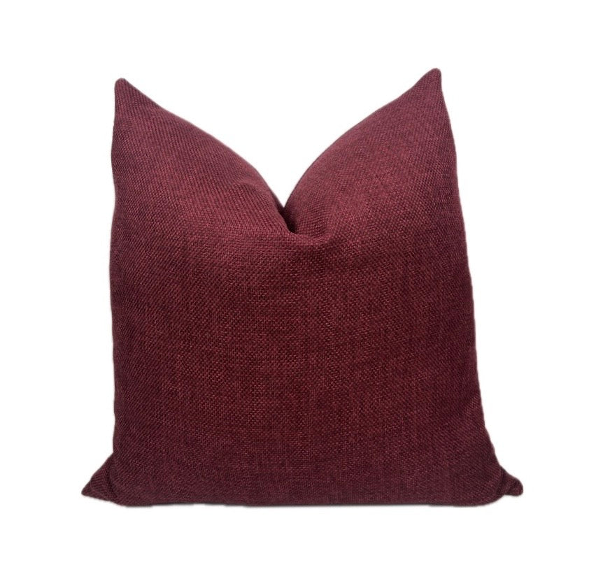 Ruby Burgundy Textured Woven Pillow Cover