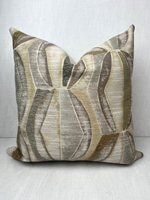 Merritt grey and taupe geometric pillow cover, view 4