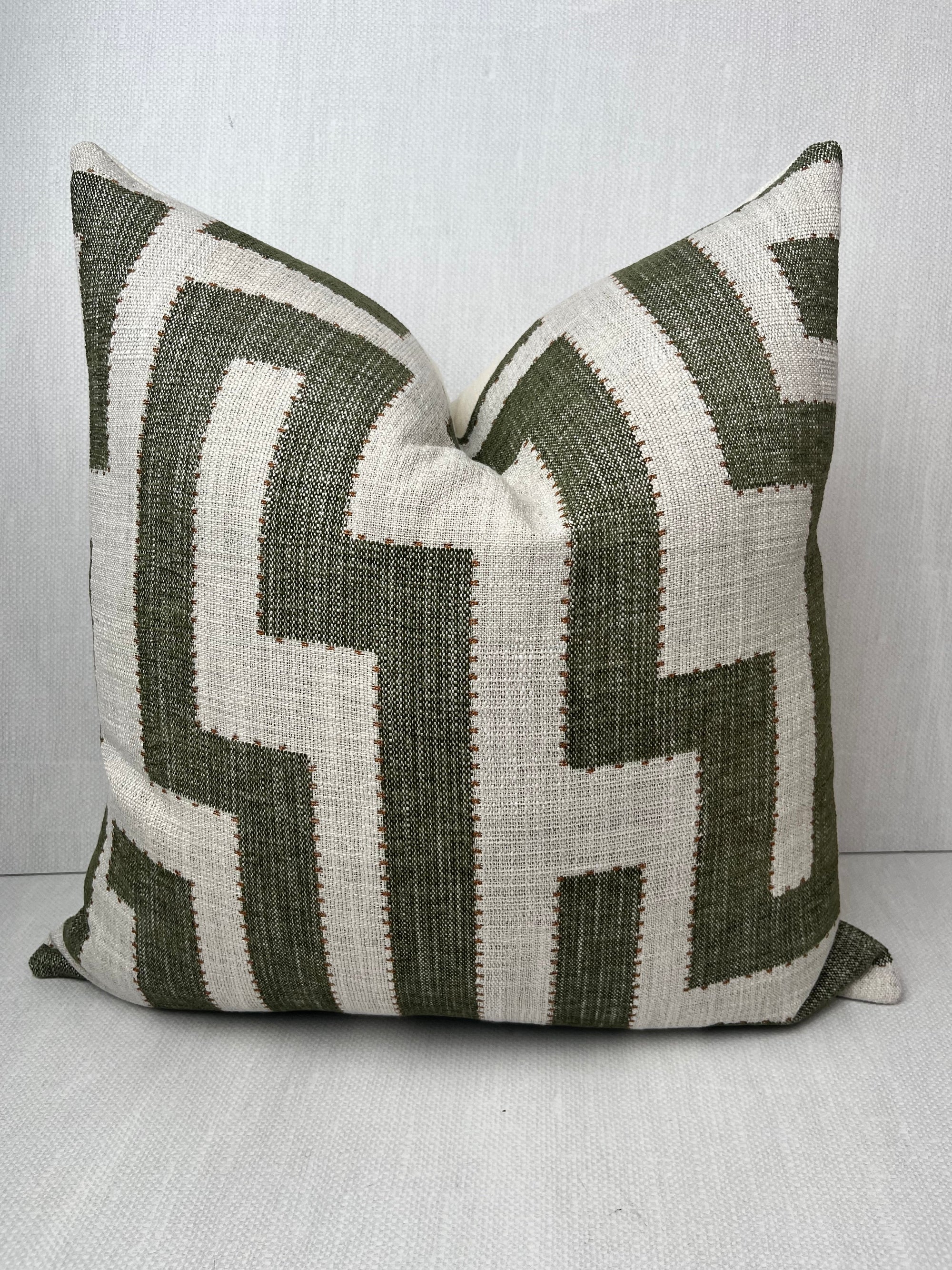 Lennox Green Greek Key Pillow Cover – view 4