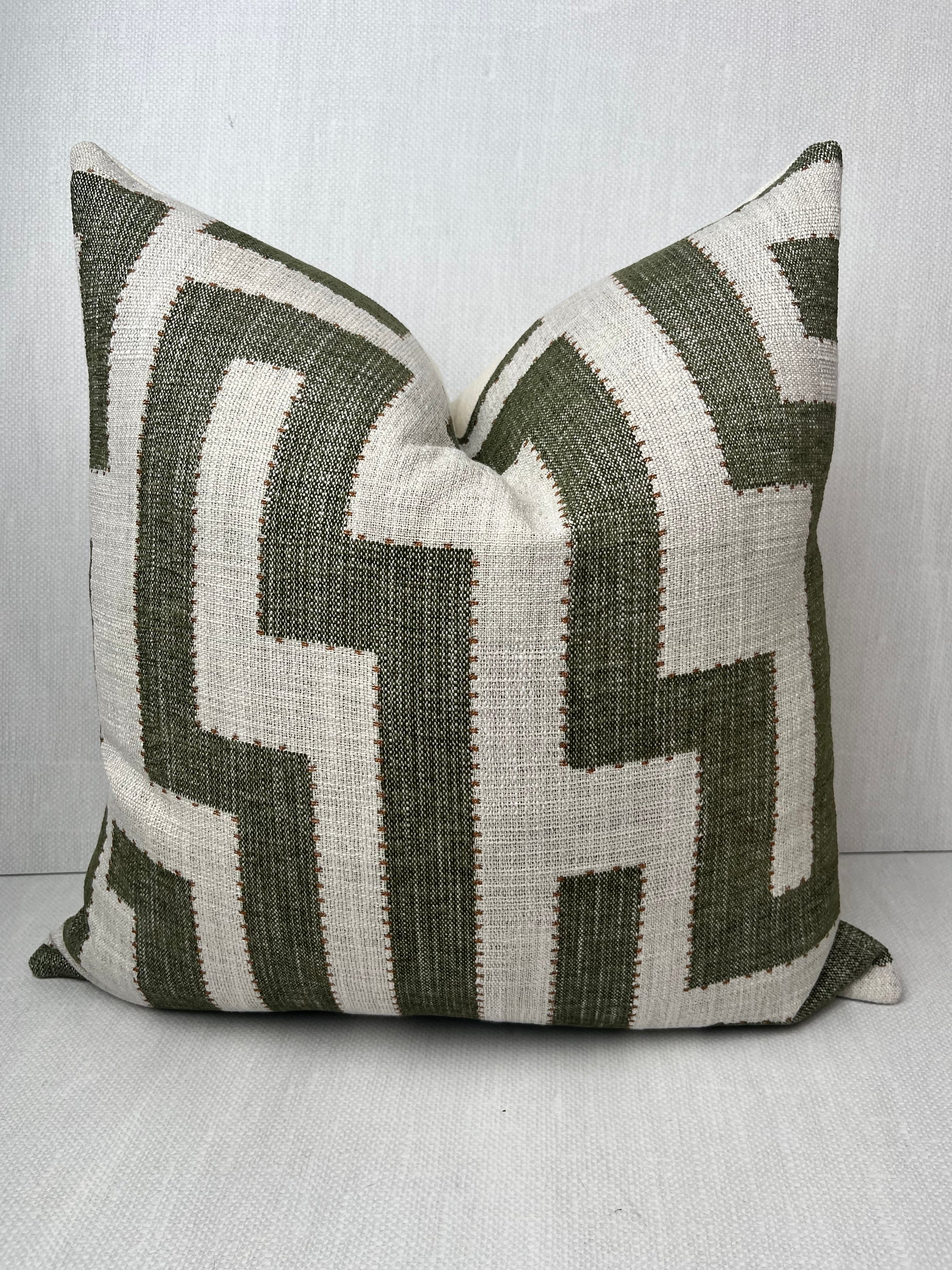 Lennox Green Greek Key Pillow Cover – view 4