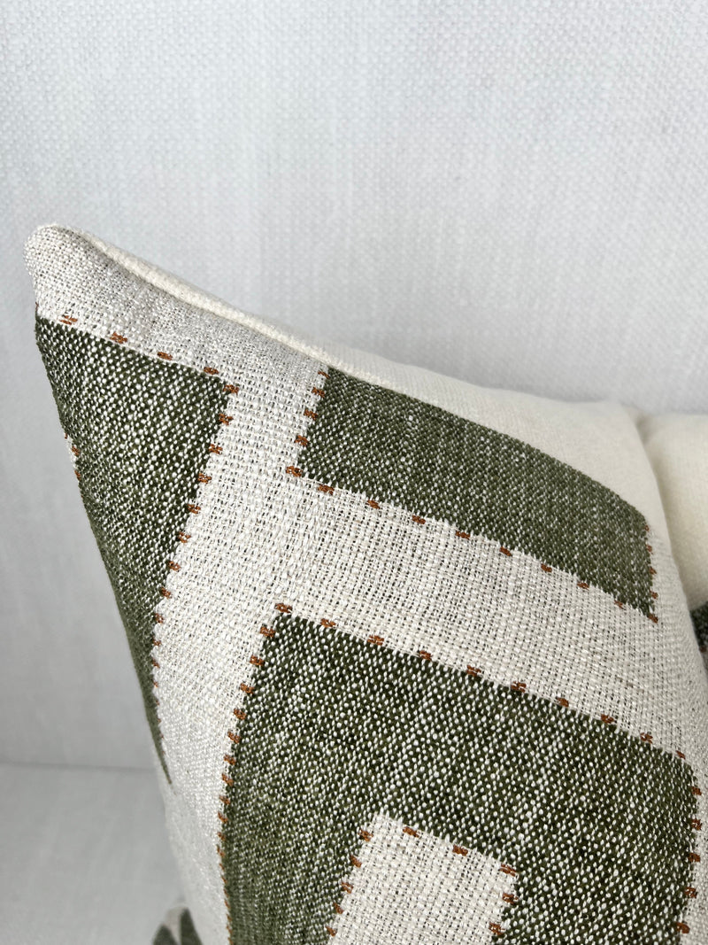 Lennox Green Greek Key Pillow Cover – view 2