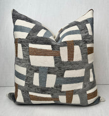 Colin Blue and Grey Geometric Pillow Cover – view 4