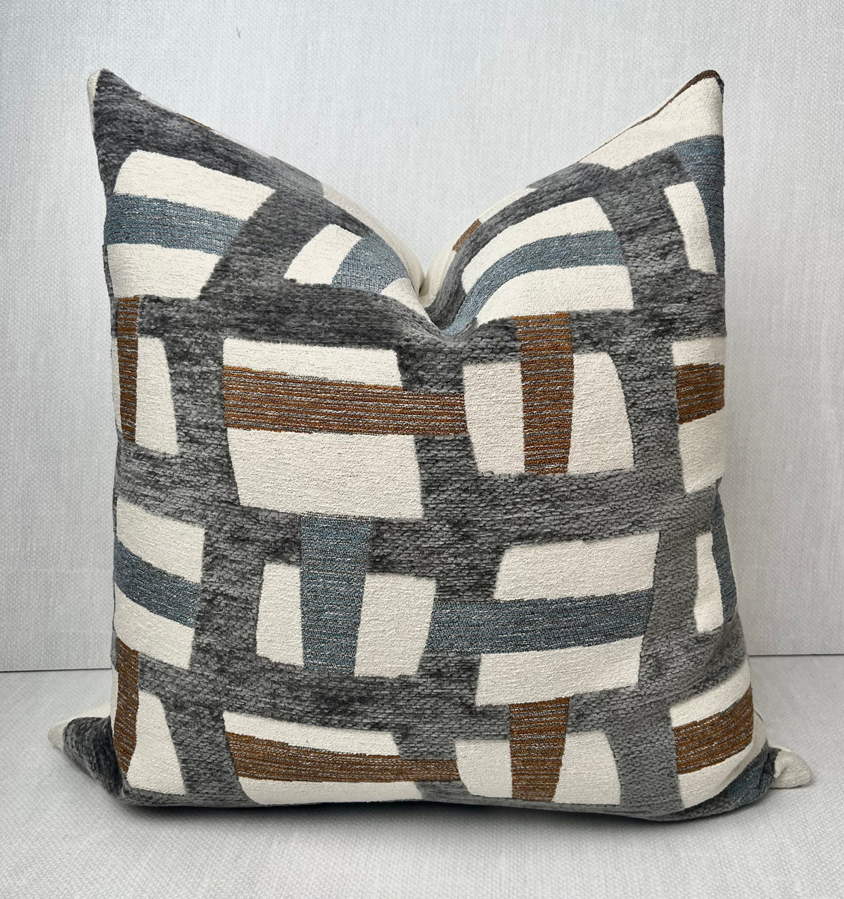 Colin Blue and Grey Geometric Pillow Cover – view 4