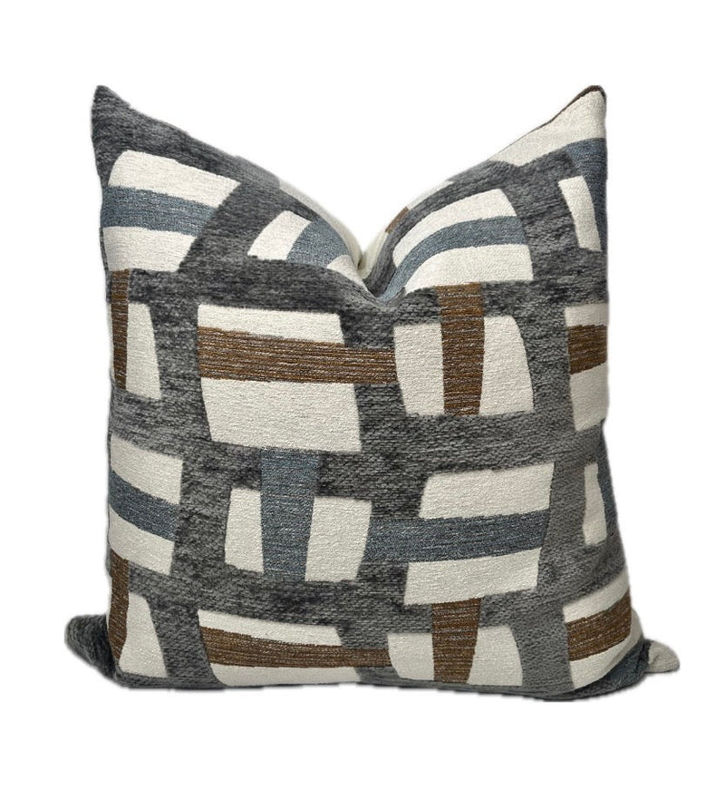 Colin Blue and Grey Geometric Pillow Cover