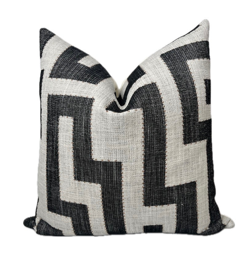 Lennox Black Greek Key Pillow Cover