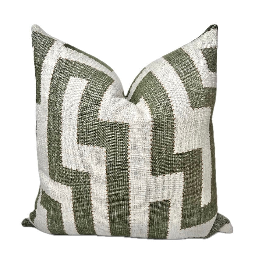 Lennox Green Greek Key Pillow Cover