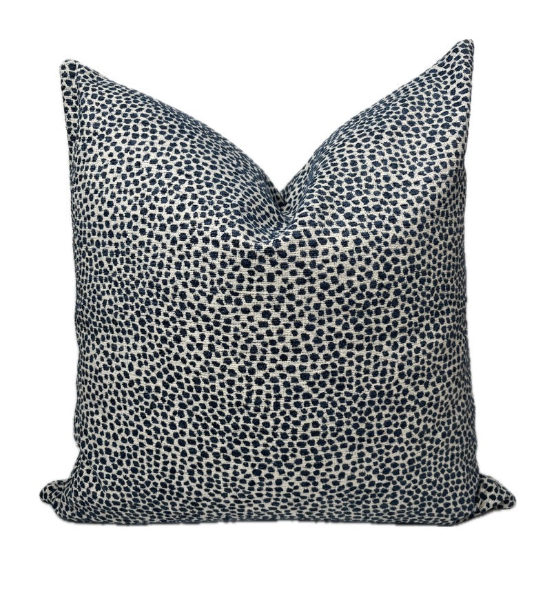 Zoey Blue Dots Woven Chenille Pillow Cover