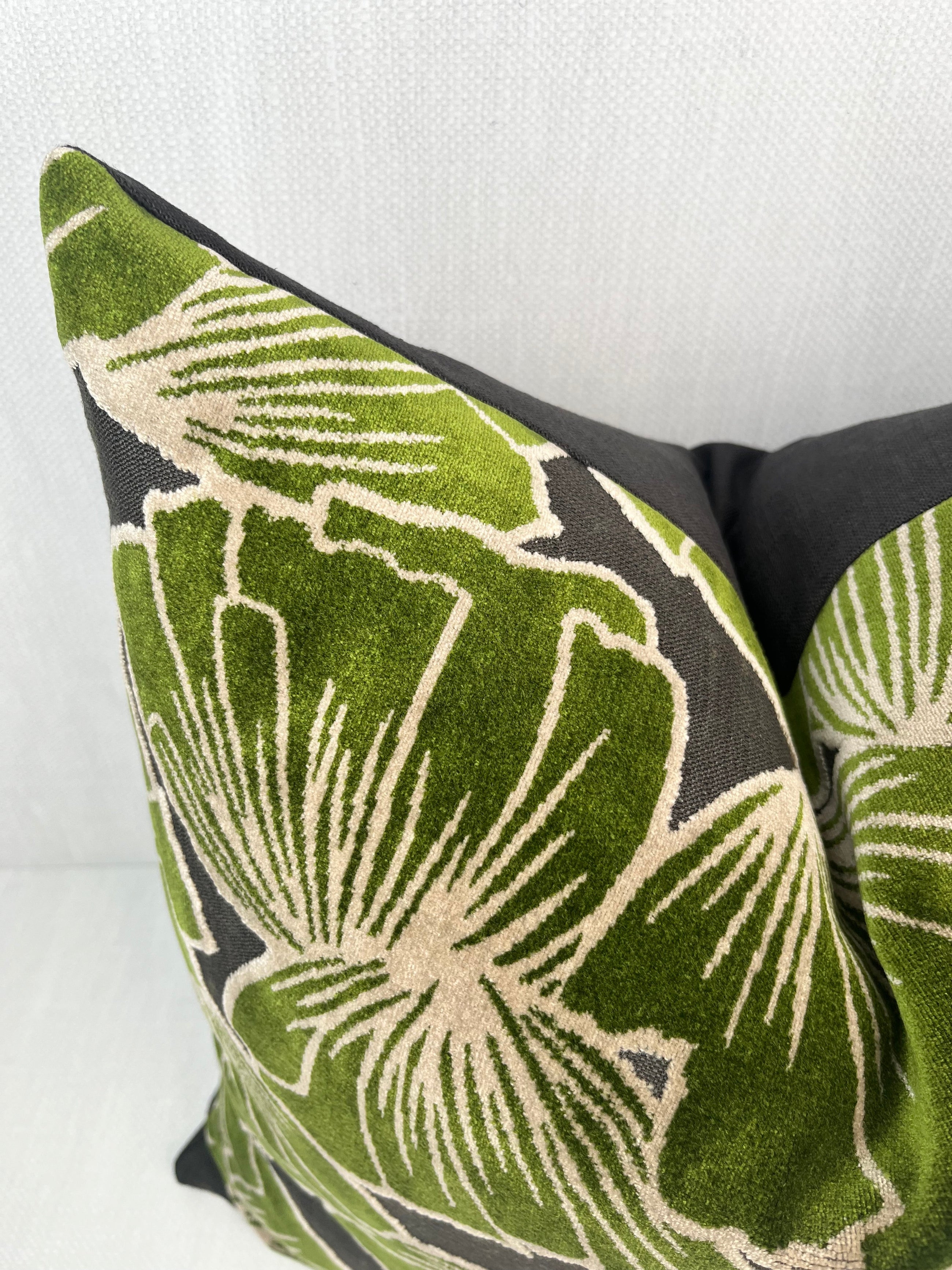 Sylvia Emerald Ginkgo Velvet Pillow Cover – view 2
