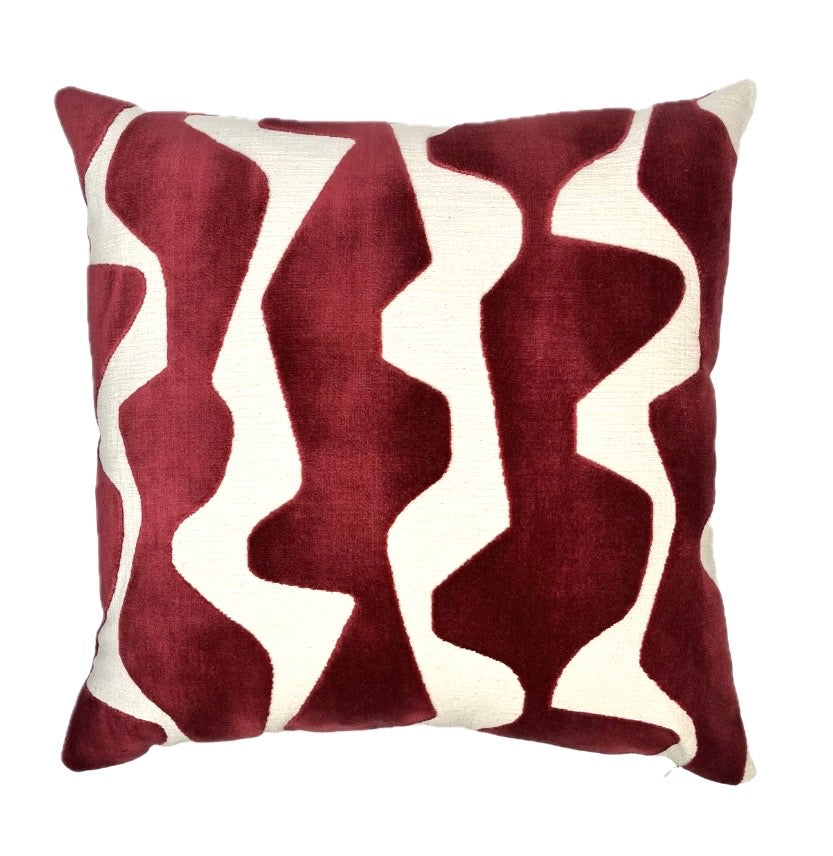 Emerson Crimson Wave Velvet Pillow Cover