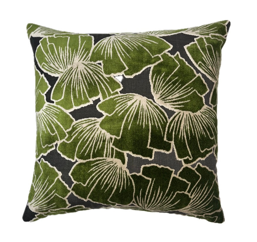 Sylvia Emerald Ginkgo Velvet Pillow Cover