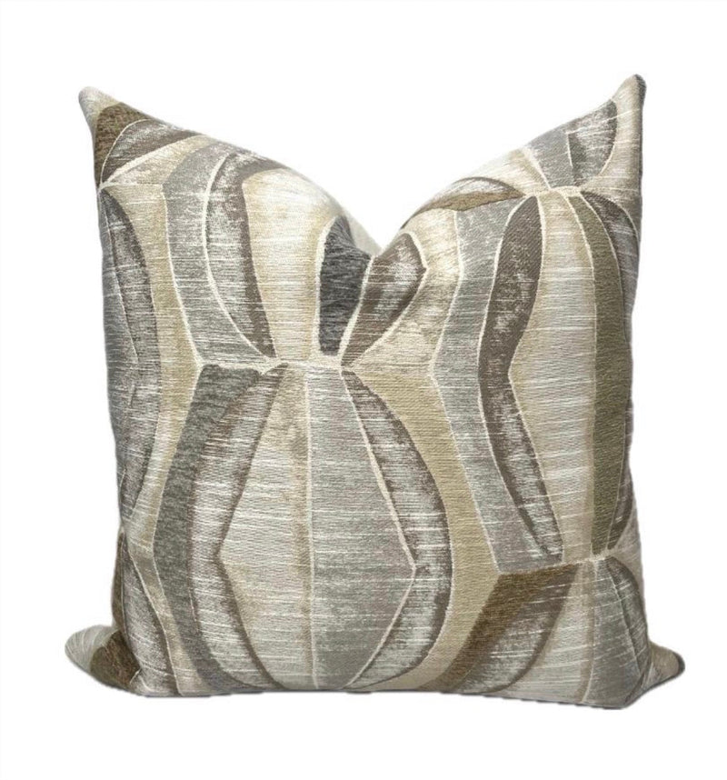 Merritt grey and taupe geometric pillow cover – One Affirmation