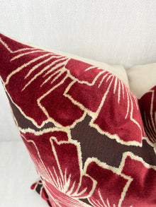 Sylvia burgundy floral velvet pillow cover, view 2
