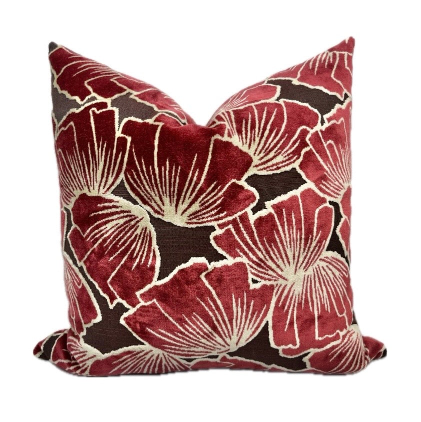 Sylvia burgundy floral velvet pillow cover – One Affirmation