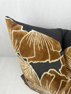 Sylvia gold ginkgo leaf velvet pillow cover, view 2