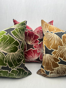 Sylvia gold ginkgo leaf velvet pillow cover, view 3