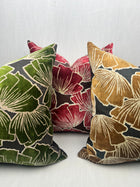 Sylvia burgundy floral velvet pillow cover, view 3