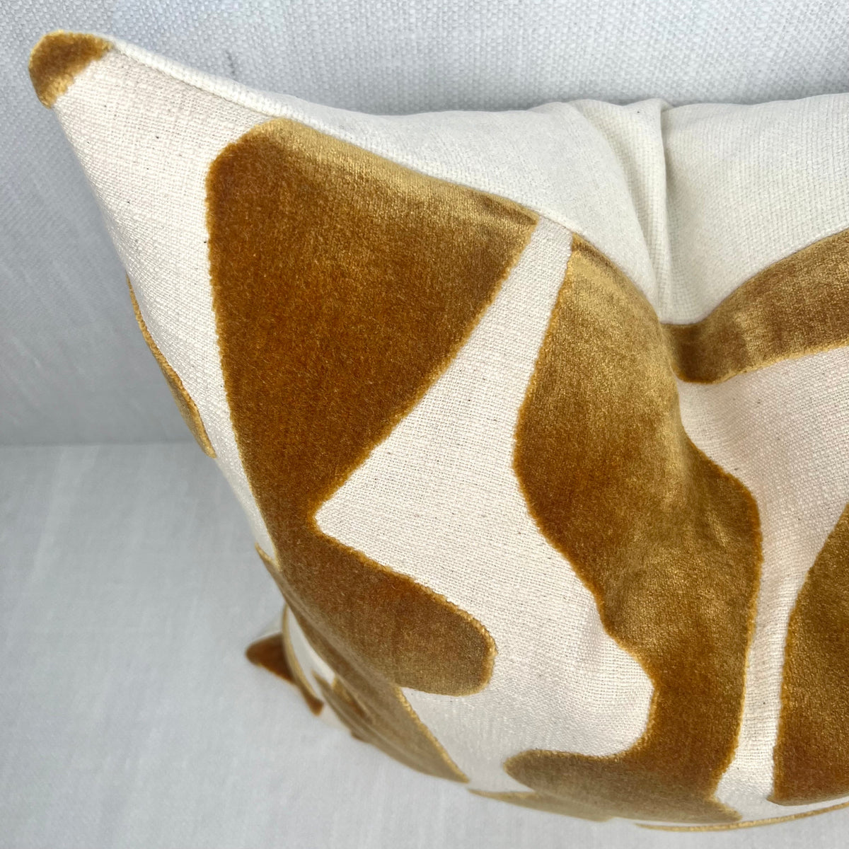 Emerson gold velvet abstract wave pillow cover, view 2