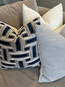 Brixity Navy and Gray Metallic Geometric Pillow Cover – view 4