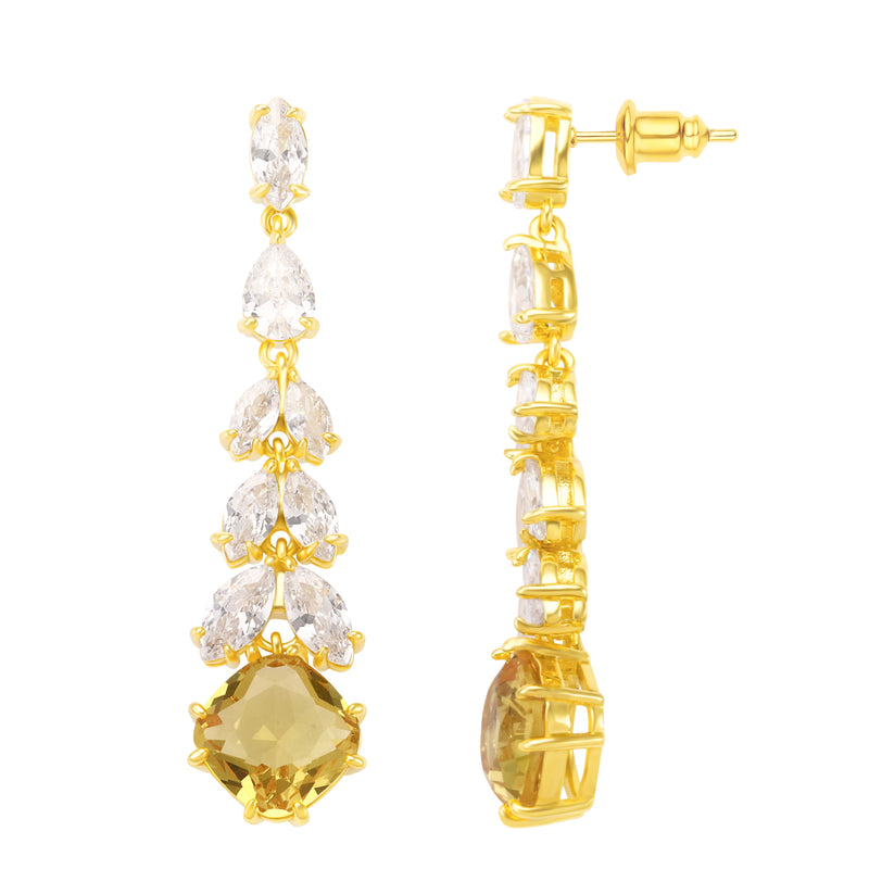 Flower-inspired drop earrings in gold with CZ accents