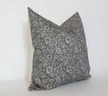 Olive green floral pillow cover, view 5