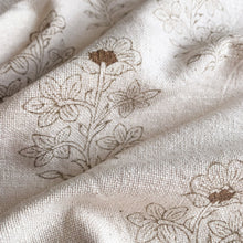 Ella Floral Block Printed Pillow Cover | Light Brown + Terracotta Detail