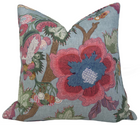 Ready to Ship, 22x22 Indienne Jacobean Pillow Cover in Raspberry Teal