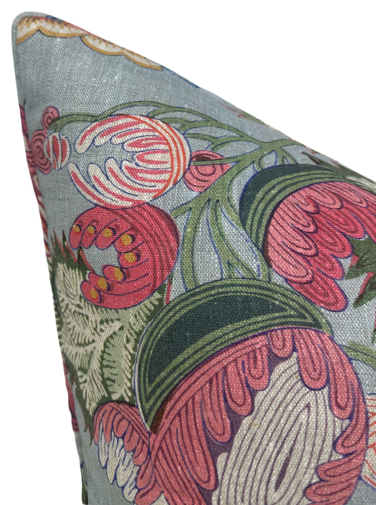 Ready to Ship, 22x22 Indienne Jacobean Pillow Cover in Raspberry Teal