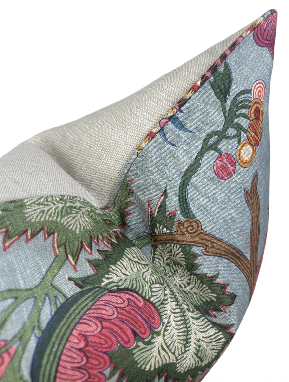 Ready to Ship, 22x22 Indienne Jacobean Pillow Cover in Raspberry Teal
